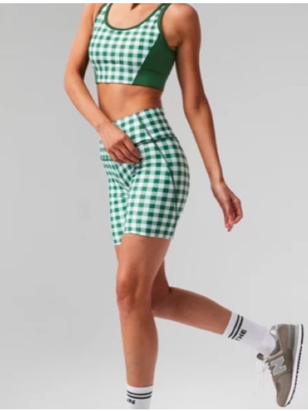Tuckernuck trellis Green and White Gingham Bike Shorts